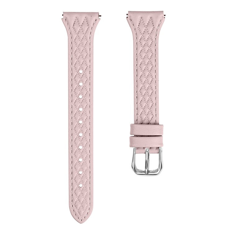 Genuine Cow Leather Band for Garmin Forerunner 645 / 645 Music Rhombus Imprinted Watch Strap - Pink