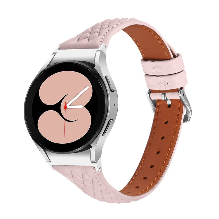 For Samsung Galaxy Watch6 40mm / 44mm / Watch6 Classic 43mm / 47mm Watch Strap Top-Layer Cow Leather Watchband - Pink