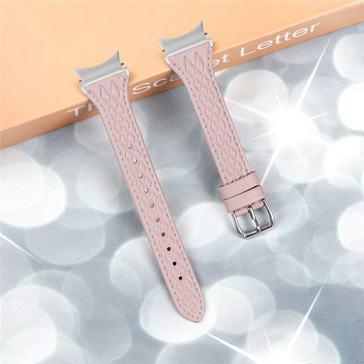 For Samsung Galaxy Watch6 40mm / 44mm / Watch6 Classic 43mm / 47mm Watch Strap Top-Layer Cow Leather Watchband - Pink
