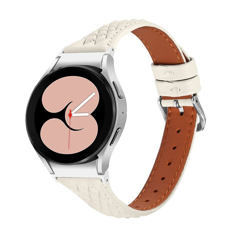 For Samsung Galaxy Watch6 40mm / 44mm / Watch6 Classic 43mm / 47mm Watch Strap Top-Layer Cow Leather Watchband - Apricot