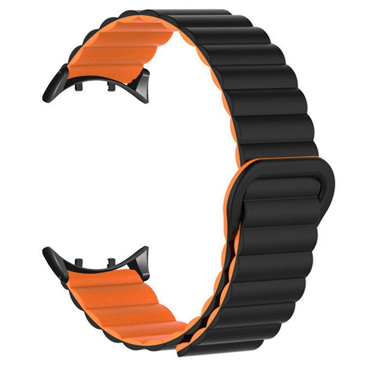 For vivo Watch 3 Magnetic Sport Loop Watch Band Silicone Dual Color Strap - Black+Orange