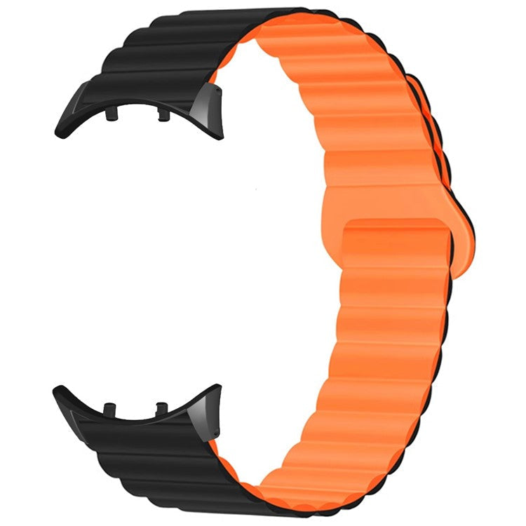 For vivo Watch 3 Magnetic Sport Loop Watch Band Silicone Dual Color Strap - Black+Orange