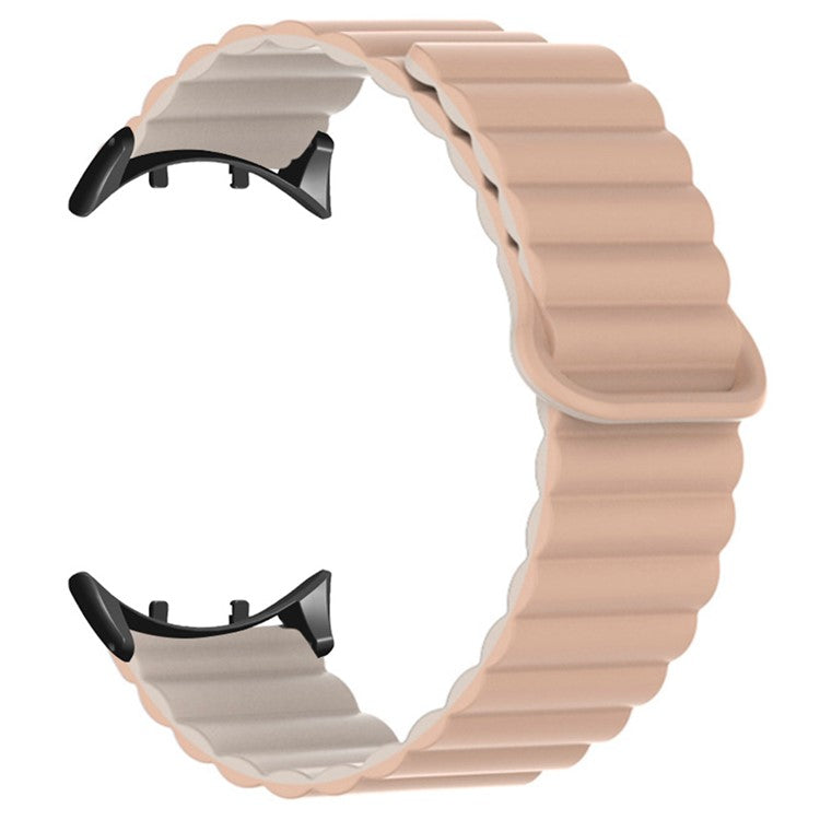 For vivo Watch 3 Magnetic Sport Loop Watch Band Silicone Dual Color Strap - Milk Tea+Starlight