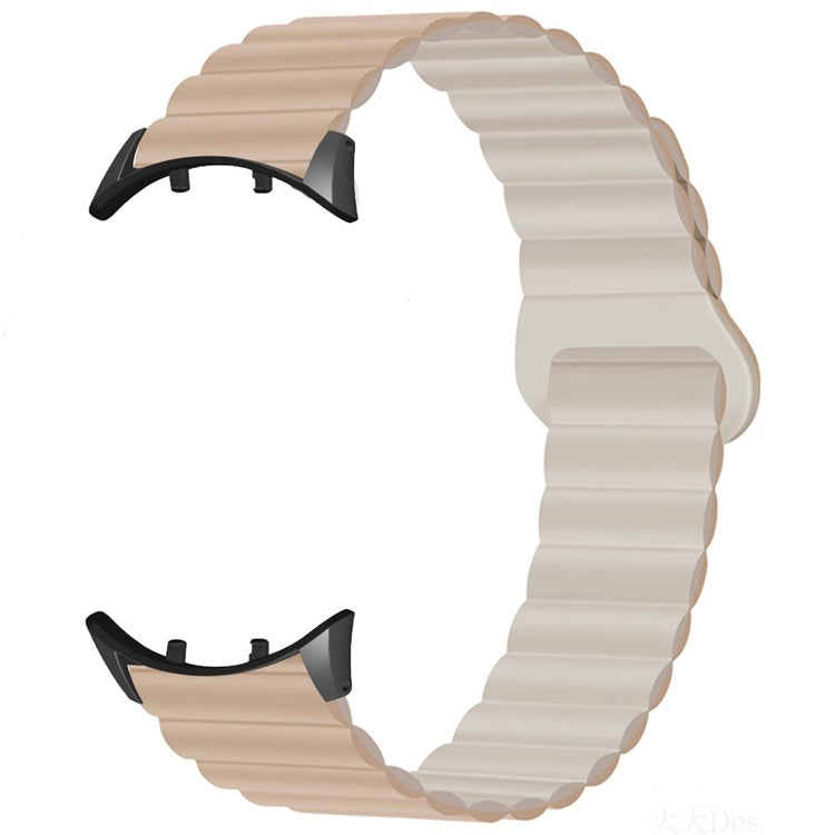 For vivo Watch 3 Magnetic Sport Loop Watch Band Silicone Dual Color Strap - Milk Tea+Starlight