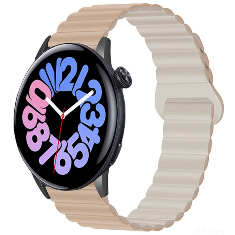 For vivo Watch 3 Magnetic Sport Loop Watch Band Silicone Dual Color Strap - Milk Tea+Starlight