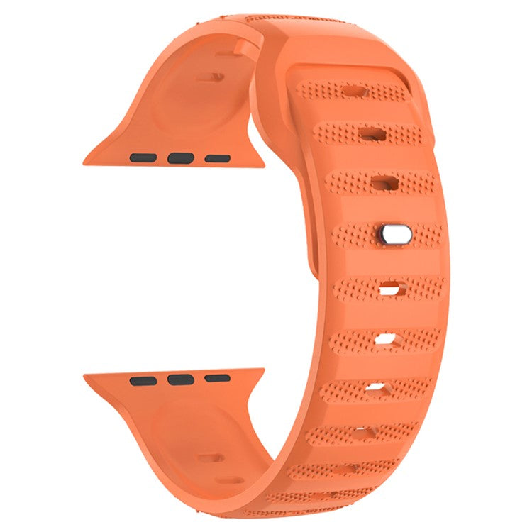 For Apple Watch Series 10 42mm / 9 8 7 41mm / SE (2023) SE (2022) SE 6 5 4 40mm / 3 2 1 38mm Band Fluororubber Watch Straps - Orange