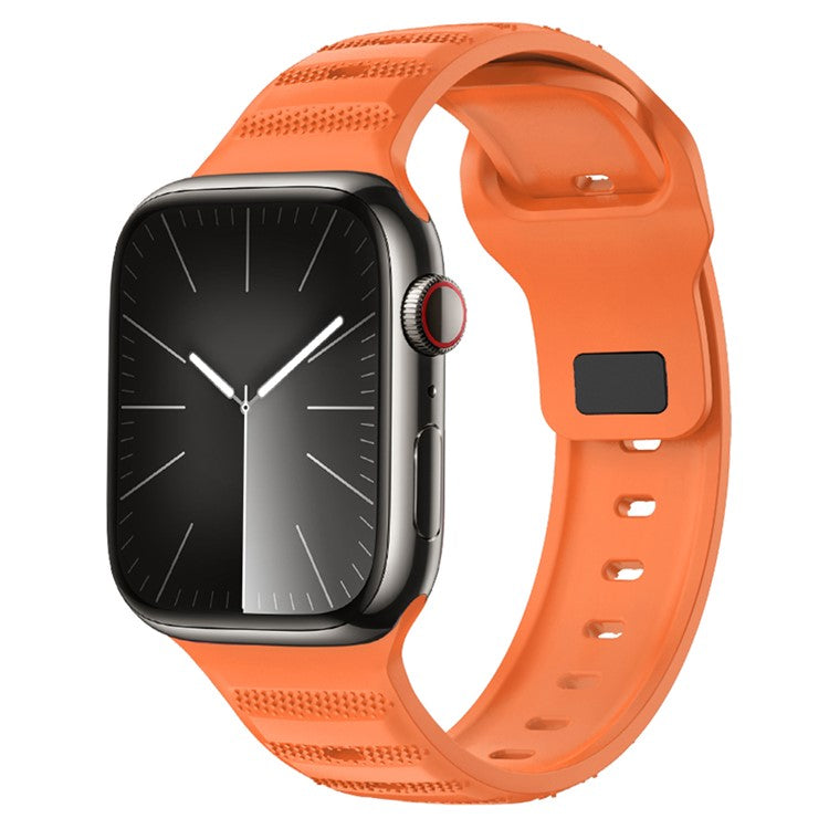 For Apple Watch Series 10 42mm / 9 8 7 41mm / SE (2023) SE (2022) SE 6 5 4 40mm / 3 2 1 38mm Band Fluororubber Watch Straps - Orange