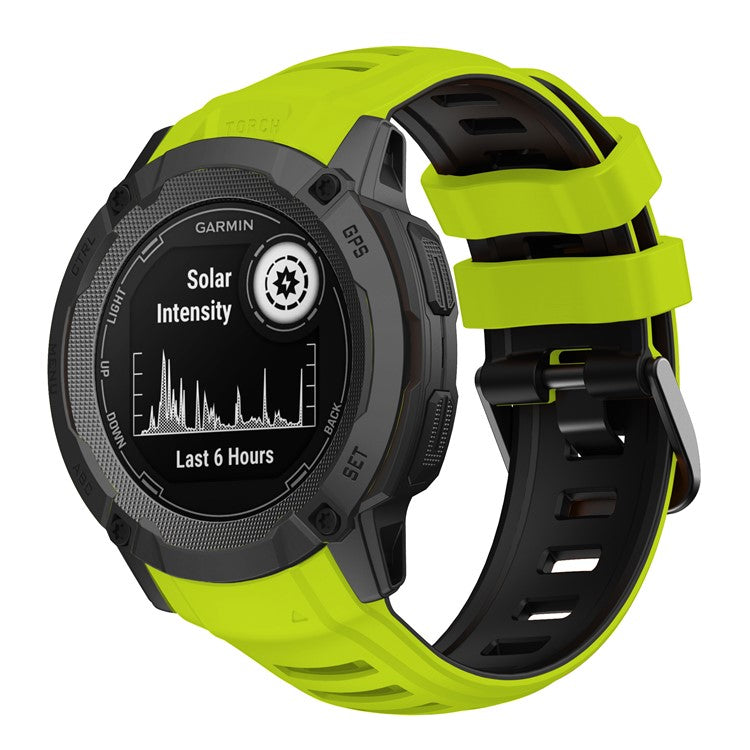 For Garmin Instinct 2X Silicone Watch Straps Dual Color Wrist Band - Lime+Black