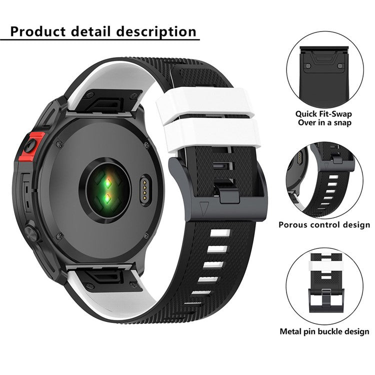 KALEBOL KLB-SSGJ-001 For Garmin Fenix 7 / Fenix 7 Pro Sport Straps 22mm Silicone Watch Band - Red+Black