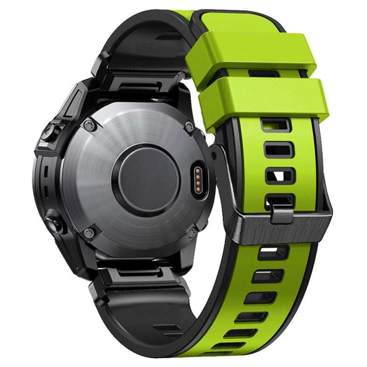 KALEBOL KLB-SSGJ-001 For Garmin Fenix 7X / 7X Pro Silicone Watch Band 26mm Strap Dual Color - Lime+Black