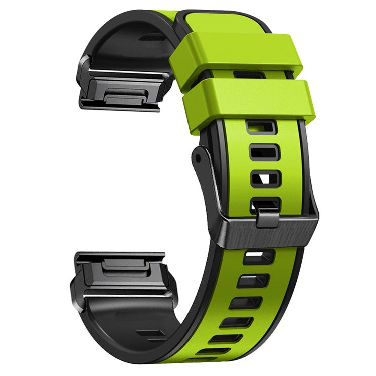 KALEBOL KLB-SSGJ-001 For Garmin Fenix 7X / 7X Pro Silicone Watch Band 26mm Strap Dual Color - Lime+Black