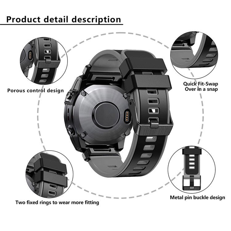 KALEBOL KLB-SSGJ-001 For Garmin Fenix 7X / 7X Pro Silicone Watch Band 26mm Strap Dual Color - Lime+Black