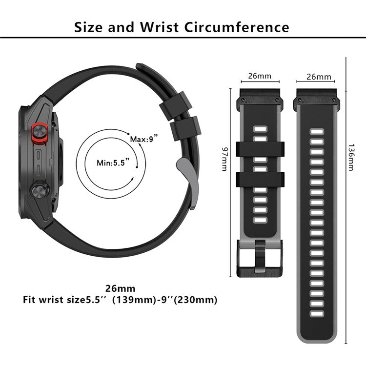 KALEBOL KLB-SSGJ-001 For Garmin Fenix 7X / 7X Pro Silicone Watch Band 26mm Strap Dual Color - Lime+Black