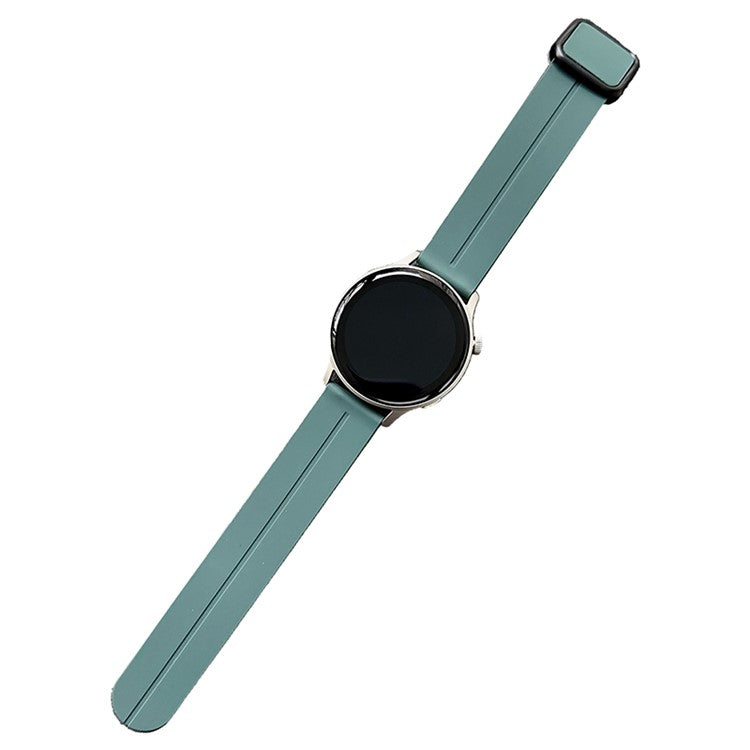 For Samsung Gear S3 Classic / Garmin Vivoactive 4 Silicone Magnetic Strap 22mm Watch Band - Pine Needle Green