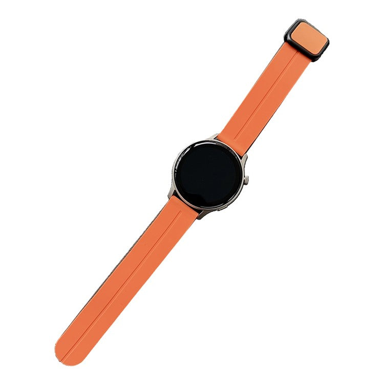 For Samsung Gear S3 Classic / Garmin Vivoactive 4 Silicone Magnetic Strap 22mm Watch Band - Orange