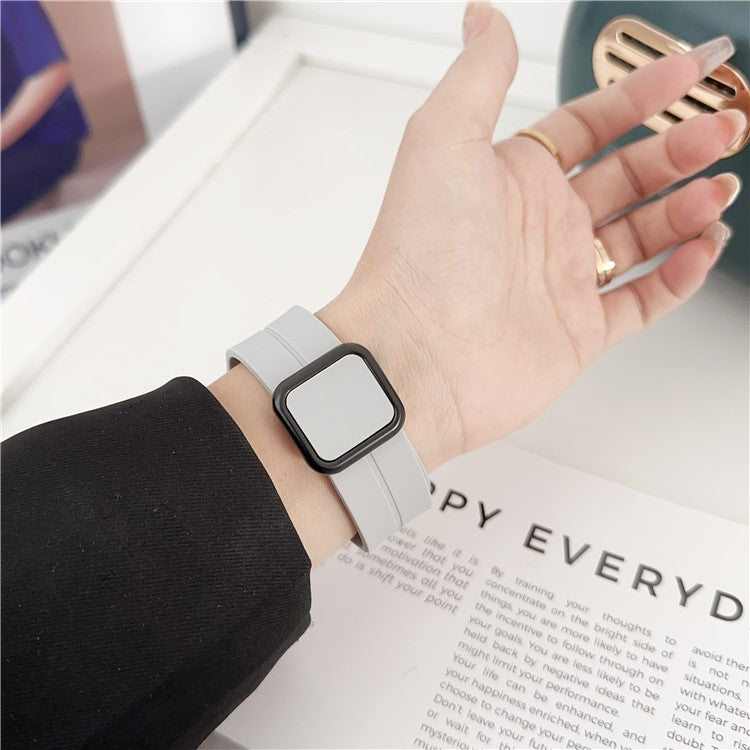 For Apple Watch Series 10 42mm / 9 8 7 41mm / SE (2023) SE (2022) SE 6 5 4 40mm / 3 2 1 38mm Silicone Watch Strap with Square Buckle - Starlight