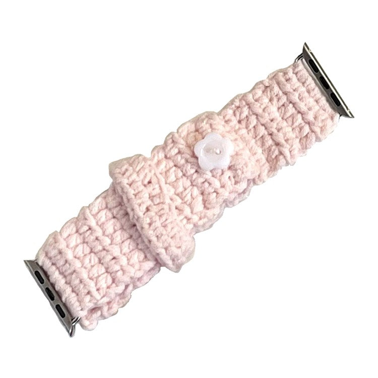 For Apple Watch Series 10 42mm / 9 8 7 41mm / SE (2023) SE (2022) SE 6 5 4 40mm / 3 2 1 38mm Velvet Cotton Watch Band - Pink