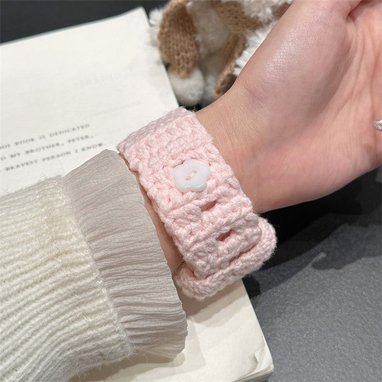 For Apple Watch Series 10 42mm / 9 8 7 41mm / SE (2023) SE (2022) SE 6 5 4 40mm / 3 2 1 38mm Velvet Cotton Watch Band - Pink