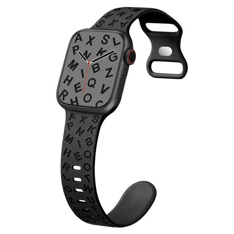 For Apple Watch 10 46mm / Ultra 2 / Ultra 49mm / 9 8 7 45mm / SE (2023) SE (2022) SE 6 5 4 44mm / 3 2 1 42mm Silicone Watch Strap - Black