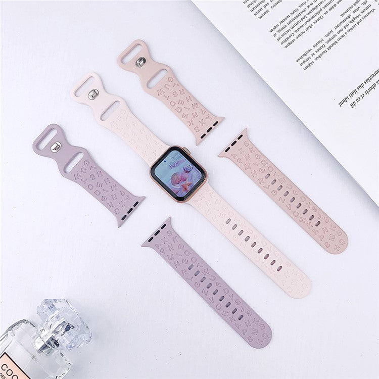 For Apple Watch Series 10 42mm / 9 8 7 41mm / SE (2023) SE (2022) SE 6 5 4 40mm / 3 2 1 38mm Silicone Wristband with Butterfly Buckle - Bright Pink