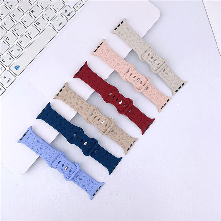 For Apple Watch Series 10 42mm / 9 8 7 41mm / SE (2023) SE (2022) SE 6 5 4 40mm / 3 2 1 38mm Silicone Wristband with Butterfly Buckle - Bright Pink