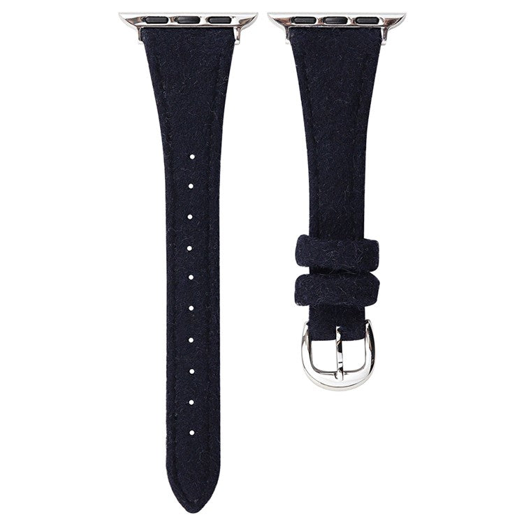 For Apple Watch 10 46mm / Ultra 2 / Ultra 49mm / 9 8 7 45mm / SE (2023) SE (2022) SE 6 5 4 44mm / 3 2 1 42mm Slim Woolen Watch Strap - Black