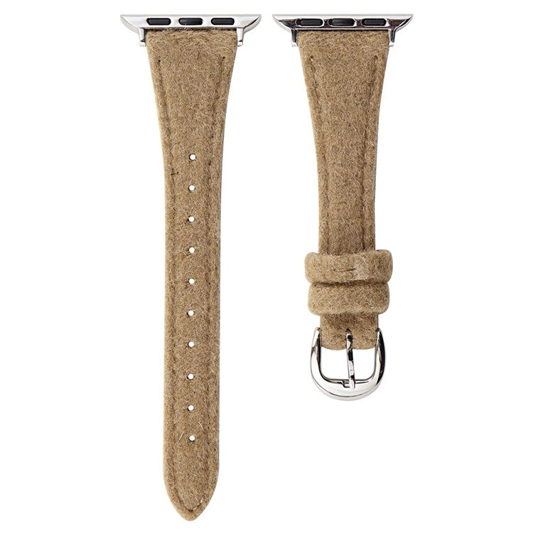For Apple Watch 10 46mm / Ultra 2 / Ultra 49mm / 9 8 7 45mm / SE (2023) SE (2022) SE 6 5 4 44mm / 3 2 1 42mm Slim Woolen Watch Strap - Brown