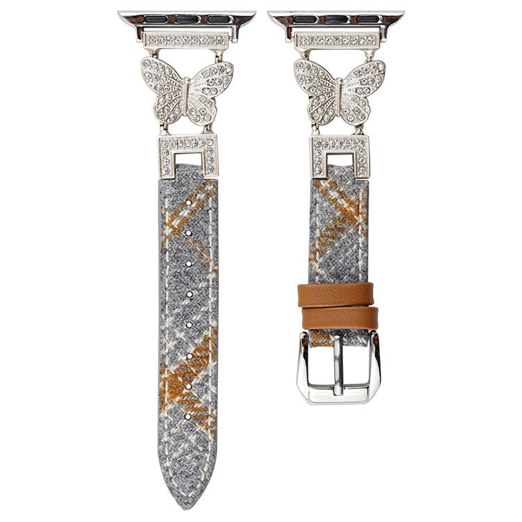 For Apple Watch Series 10 42mm / 9 8 7 41mm / SE (2023) SE (2022) SE 6 5 4 40mm / 3 2 1 38mm Watch Band with Butterfly Connectors - Grey