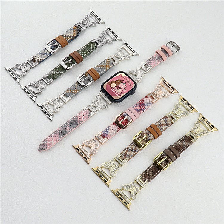 For Apple Watch Series 10 42mm / 9 8 7 41mm / SE (2023) SE (2022) SE 6 5 4 40mm / 3 2 1 38mm Watch Band with Butterfly Connectors - Grey