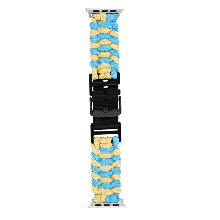 For Apple Watch Series 10 42mm / 9 8 7 41mm / SE (2023) SE (2022) SE 6 5 4 40mm / 3 2 1 38mm Nylon Rope Watch Band Dual Color - Sky Blue+Yellow