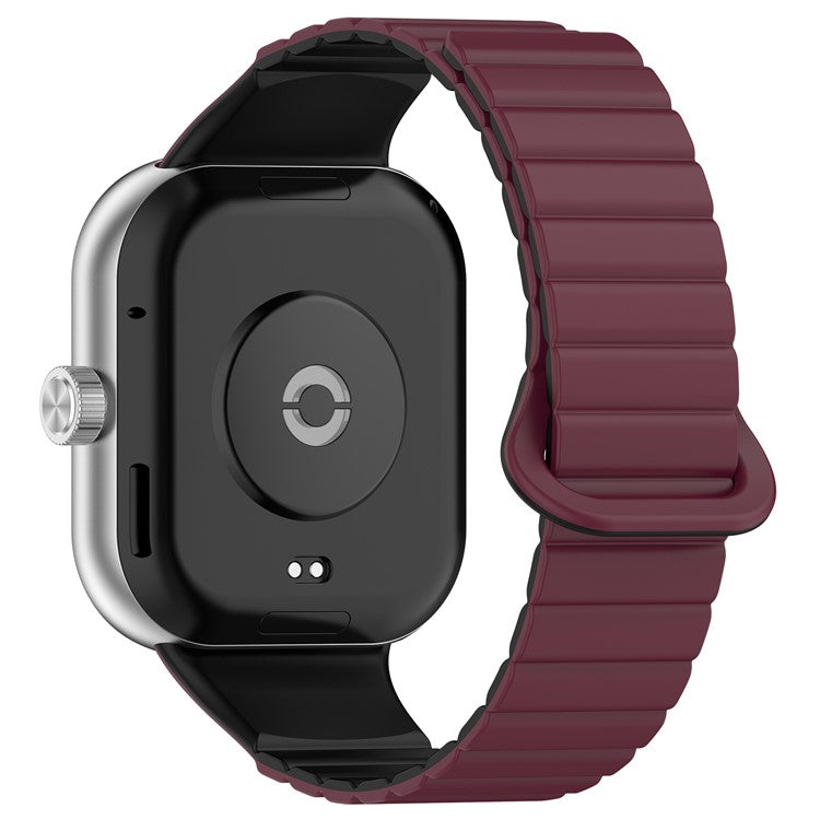 For Xiaomi Redmi Watch 4 / Smart Band 8 Pro Watch Band Dual Color Silicone Magnetic Wrist Strap - Wine Red+Black