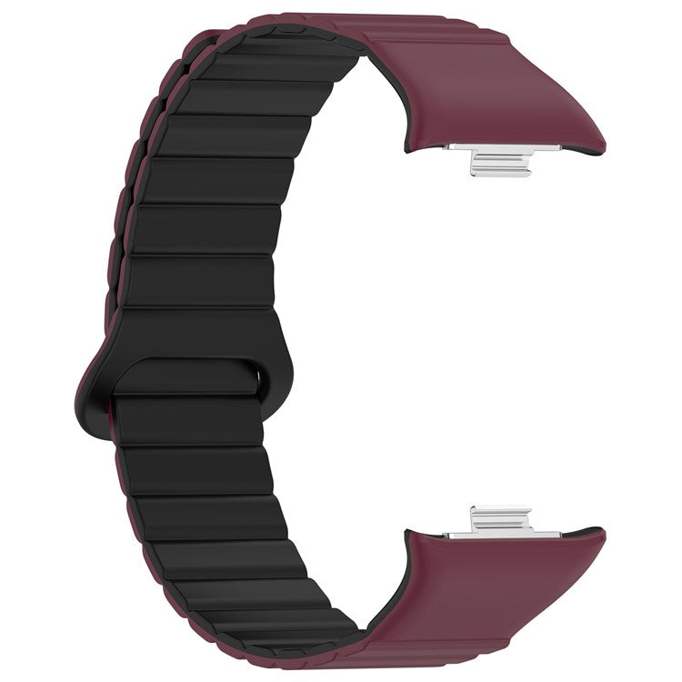 For Xiaomi Redmi Watch 4 / Smart Band 8 Pro Watch Band Dual Color Silicone Magnetic Wrist Strap - Wine Red+Black