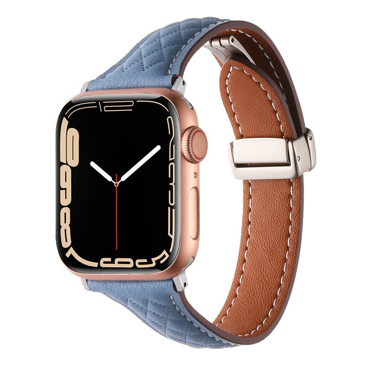 Watch Band for Apple Watch Series 10 42mm / 9 8 7 41mm / 6 5 4 SE (2022) SE (2023) SE 40mm / Series 3 2 1 38mm Genuine Cow Leather Strap - Sky Blue