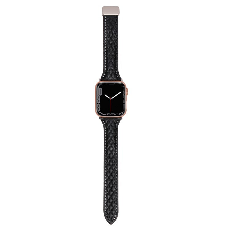 Watch Band for Apple Watch Series 10 42mm / 9 8 7 41mm / 6 5 4 SE (2022) SE (2023) SE 40mm / Series 3 2 1 38mm Genuine Cow Leather Strap - Black