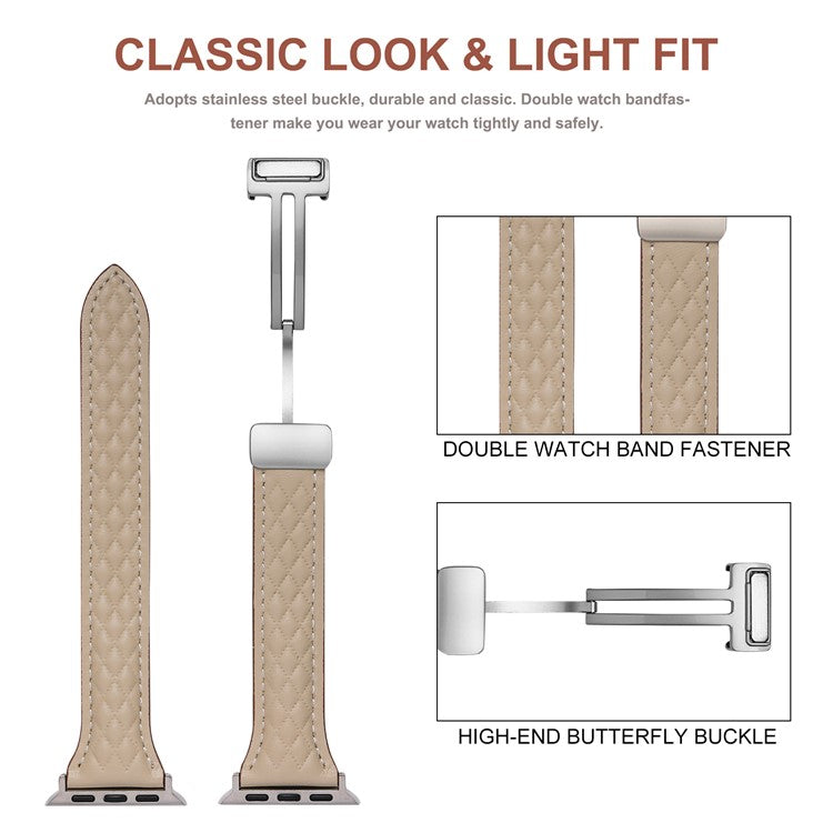 Genuine Cow Leather Band for Apple Watch 10 46mm / Ultra 2 / Ultra 49mm / 9 8 7 45mm / SE (2023) SE (2022) SE 6 5 4 44mm / 3 2 1 42mm Strap - Red