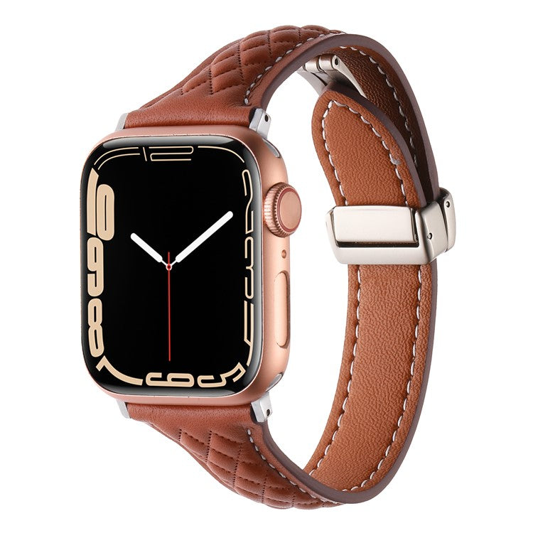 Genuine Cow Leather Band for Apple Watch 10 46mm / Ultra 2 / Ultra 49mm / 9 8 7 45mm / SE (2023) SE (2022) SE 6 5 4 44mm / 3 2 1 42mm Strap - Brown