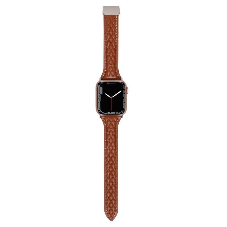 Genuine Cow Leather Band for Apple Watch 10 46mm / Ultra 2 / Ultra 49mm / 9 8 7 45mm / SE (2023) SE (2022) SE 6 5 4 44mm / 3 2 1 42mm Strap - Brown