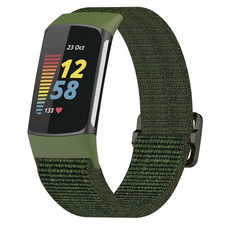 For Fitbit Charge 5 / Charge 6 Braided Nylon Wrist Band Replacement Strap - Army Green