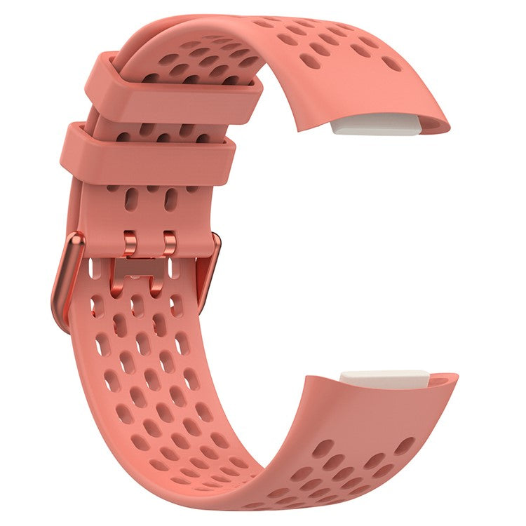 For Fitbit Charge 6 / Charge 5 Replacement Wrist Band Breathable Silicone Smartwatch Strap - Pink
