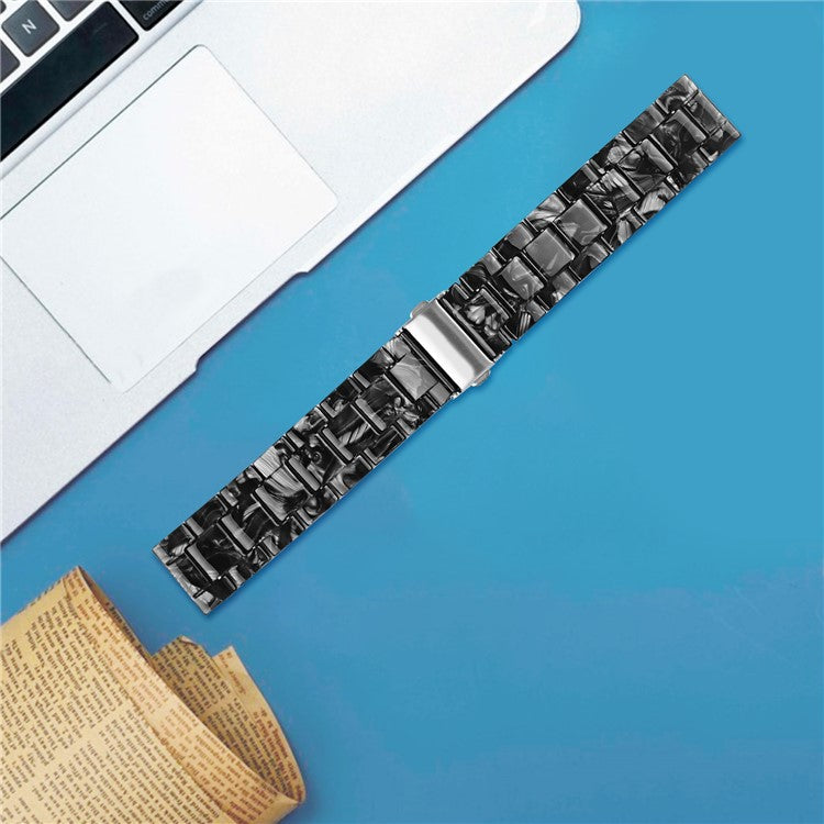 For Donerton P36 / P22 / P32 Resin Watch Band Waterproof Smart Watch Strap - Glitter Black