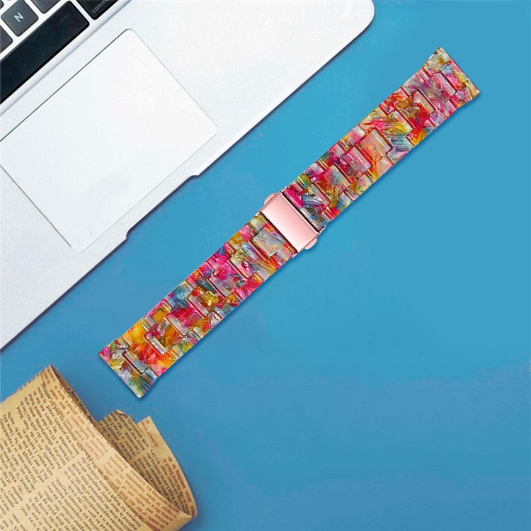 For FITVII HM08 Resin Watch Band Waterproof Replacement Watch Strap - Tortoiseshell Color - Rainbow Candy