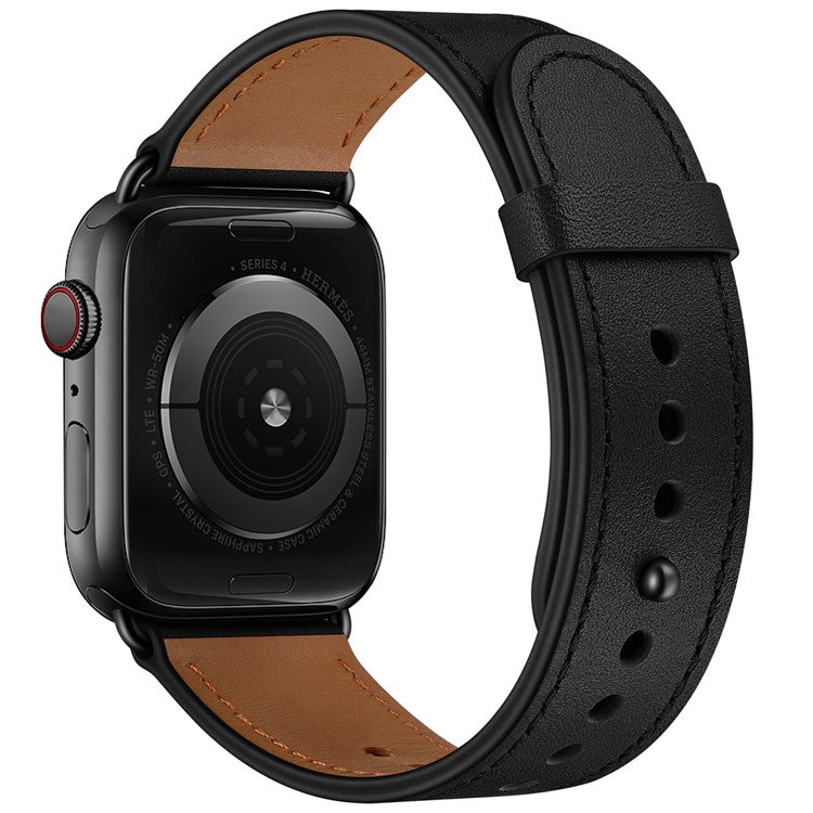 For Apple Watch Series 10 42mm / 9 8 7 41mm / SE (2023) SE (2022) SE 6 5 4 40mm / 3 2 1 38mm Wrist Strap - Black+Black Rivet