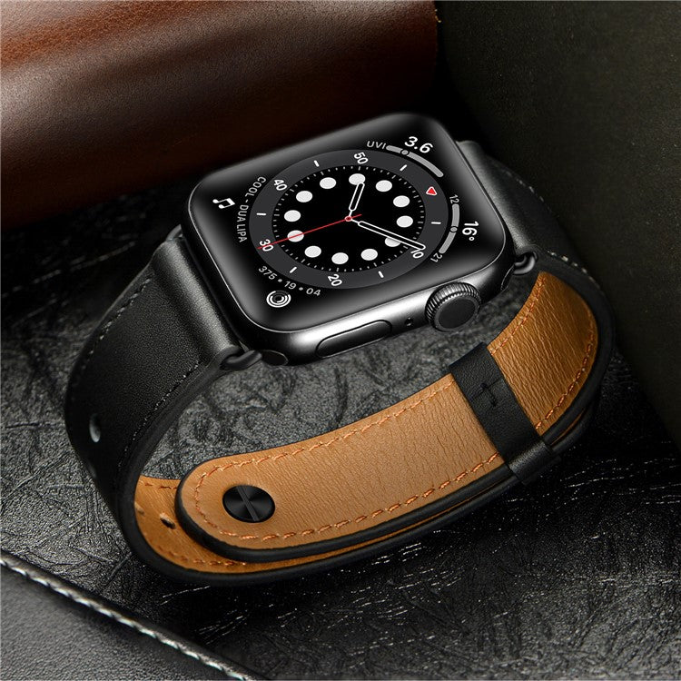 For Apple Watch Series 10 42mm / 9 8 7 41mm / SE (2023) SE (2022) SE 6 5 4 40mm / 3 2 1 38mm Wrist Strap - Black+Black Rivet