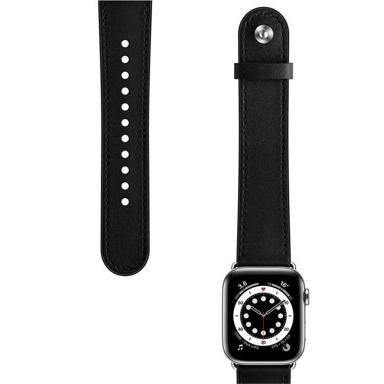 For Apple Watch Series 10 42mm / 9 8 7 41mm / SE (2023) SE (2022) SE 6 5 4 40mm / 3 2 1 38mm Wrist Strap - Black+Silver Rivet