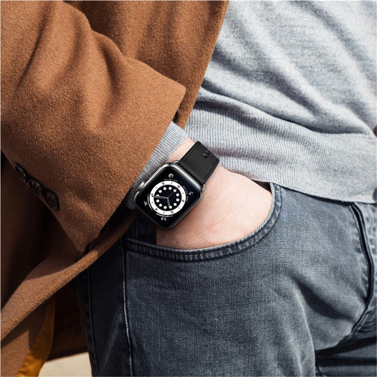 For Apple Watch Series 10 42mm / 9 8 7 41mm / SE (2023) SE (2022) SE 6 5 4 40mm / 3 2 1 38mm Wrist Strap - Black+Silver Rivet