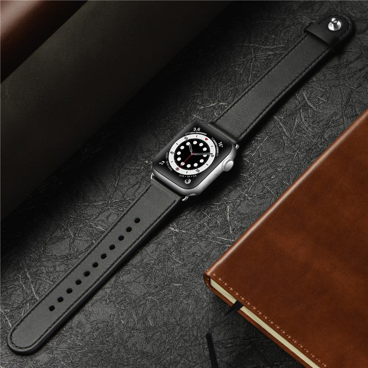 For Apple Watch Series 10 42mm / 9 8 7 41mm / SE (2023) SE (2022) SE 6 5 4 40mm / 3 2 1 38mm Wrist Strap - Black+Silver Rivet
