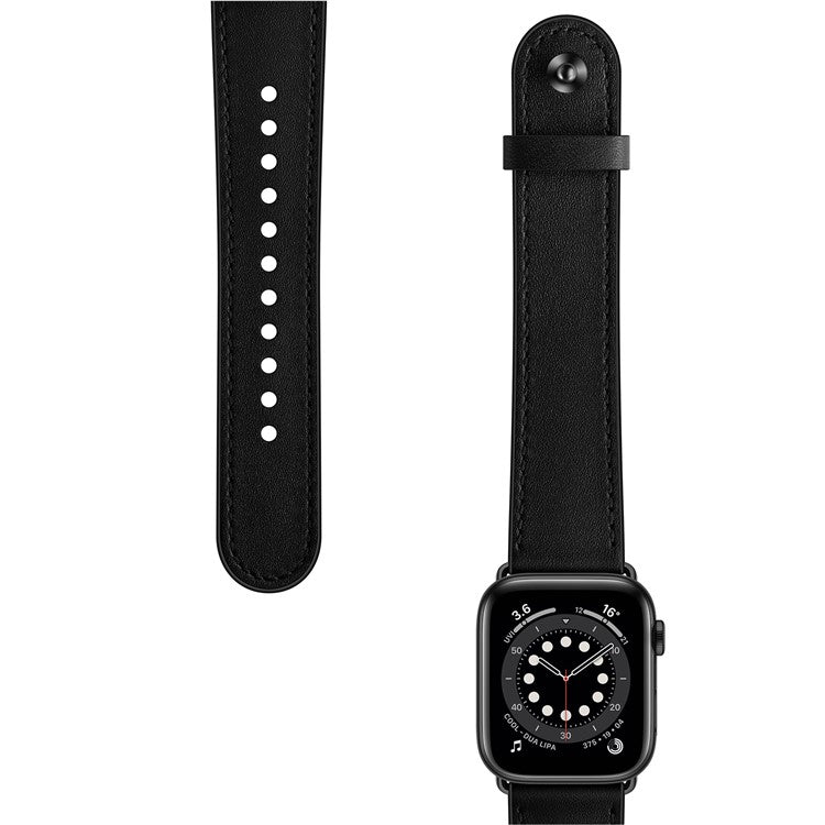 For Apple Watch 10 46mm / Ultra 2 / Ultra 49mm / 9 8 7 45mm / SE (2023) SE (2022) SE 6 5 4 44mm / 3 2 1 42mm Watch Band Strap - Black+Black Rivet