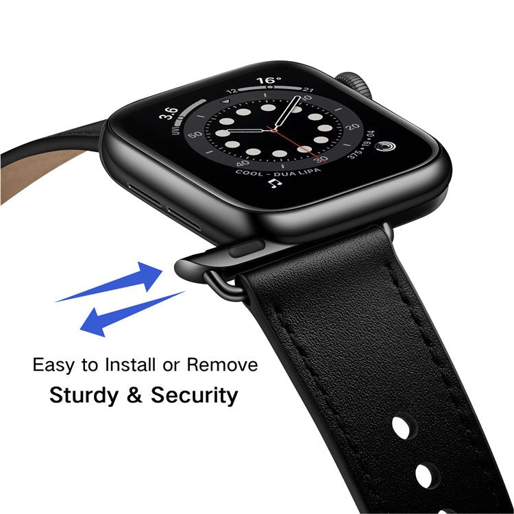 For Apple Watch 10 46mm / Ultra 2 / Ultra 49mm / 9 8 7 45mm / SE (2023) SE (2022) SE 6 5 4 44mm / 3 2 1 42mm Watch Band Strap - Black+Black Rivet