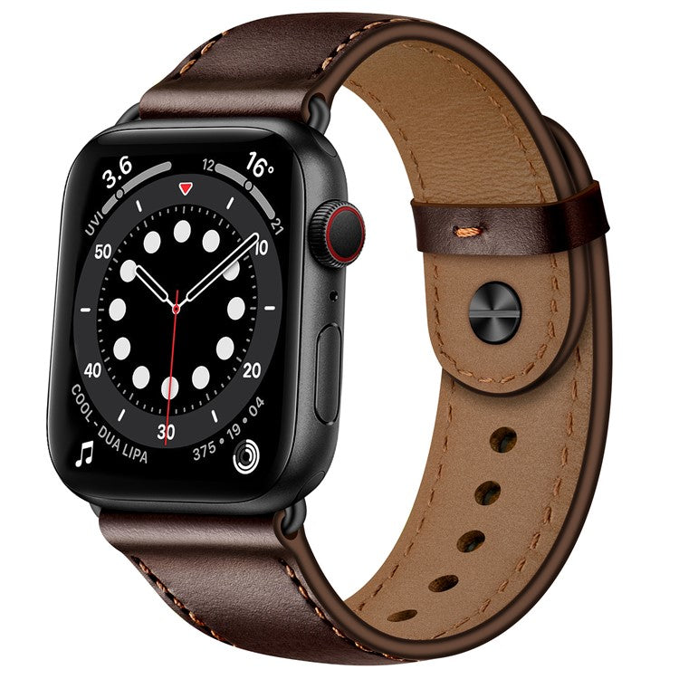For Apple Watch 10 46mm / Ultra 2 / Ultra 49mm / 9 8 7 45mm / SE (2023) SE (2022) SE 6 5 4 44mm / 3 2 1 42mm Watch Band Strap - Dark Brown+Smooth Texture
