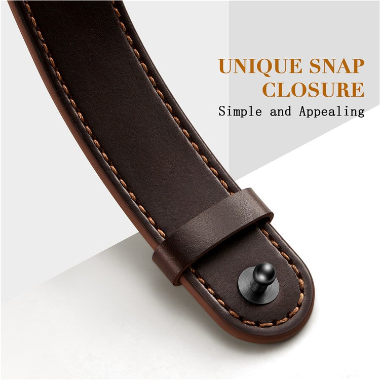 For Apple Watch 10 46mm / Ultra 2 / Ultra 49mm / 9 8 7 45mm / SE (2023) SE (2022) SE 6 5 4 44mm / 3 2 1 42mm Watch Band Strap - Dark Brown+Smooth Texture